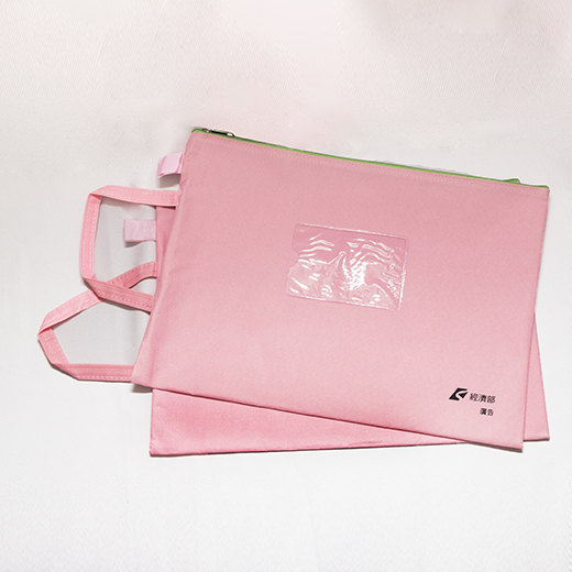 簡約帆布撞色手拿資料袋